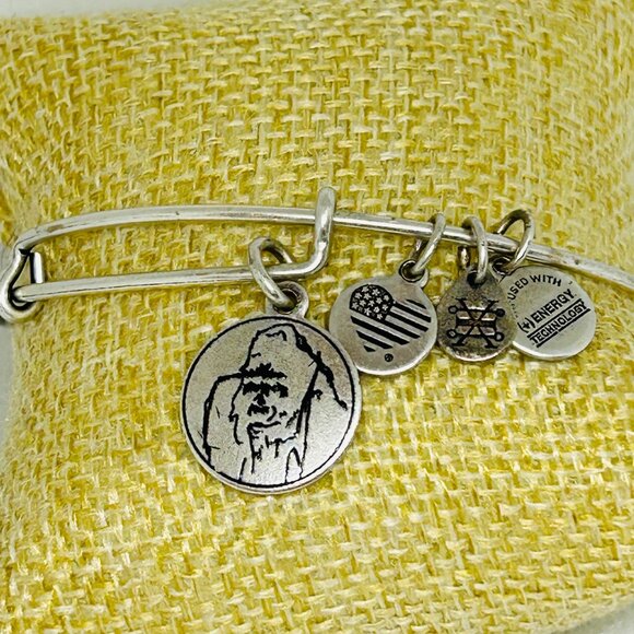 Alex And Ani Charity By Design Gorilla Charm Silver Tone Bracelet Ellen Fund NWT - Picture 5 of 5
